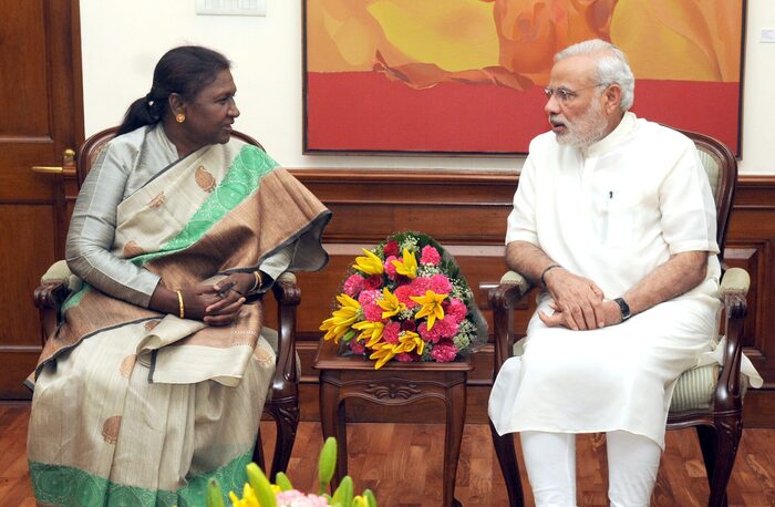 Droupadi Murmu as Governor of Jharkhand in discussion with the Prime Minister of India