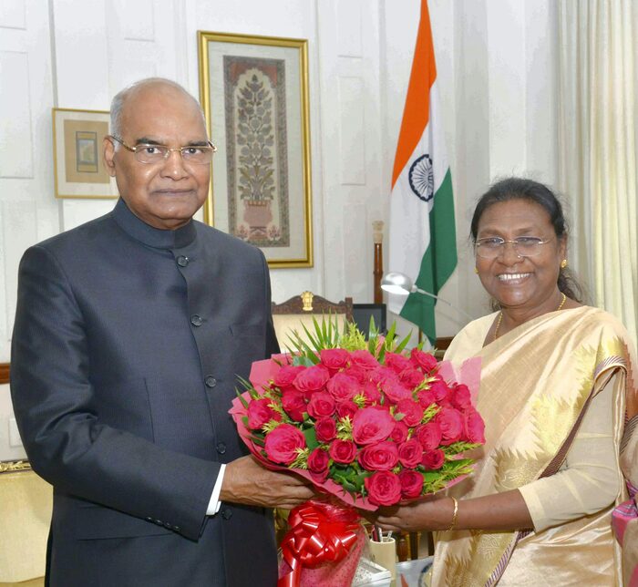 Droupadi Murmu with Shri Ram Nath Kovind, her predecessor as President of India
